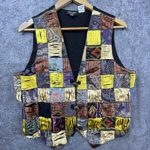 Vintage Nativewear Designs Vest Mens Small Patchwork Textured Western Boho